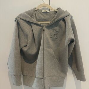 ANINE BING
Gray Bond Zip Up Framed Monogram Hoodie